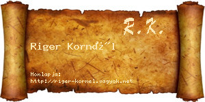 Riger Kornél névjegykártya